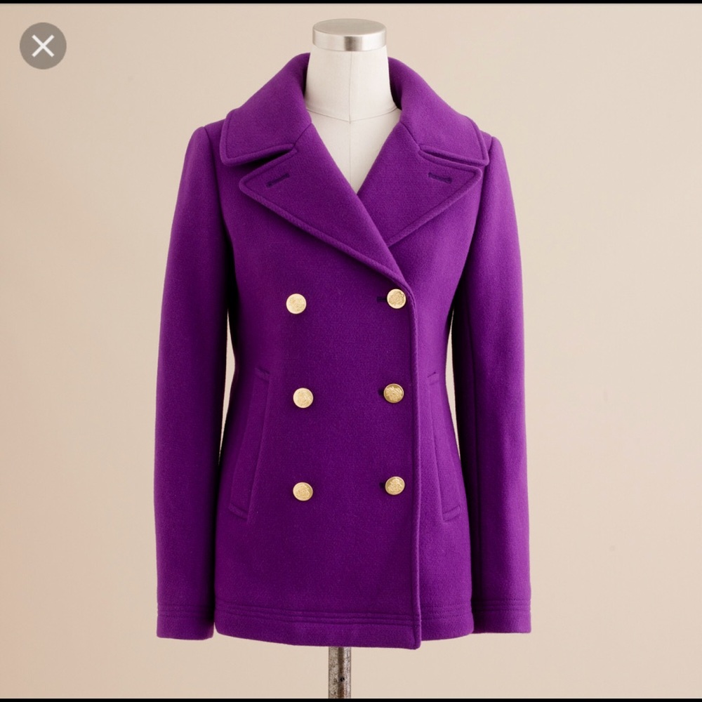 J. Crew royal purple peacoat with gold buttons